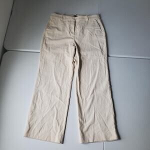 J.Crew Corduroy Chino Pants Womens 12 Ivory Wide Leg Pockets Business Casual